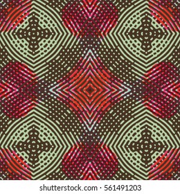 Seamless abstract color engraving pattern. Texture for certificate or diploma, currency and money design. Single-leaf woodcut, xylography, printmaking. Vector Illustration