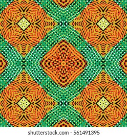 Seamless abstract color engraving pattern. Texture for certificate or diploma, currency and money design. Single-leaf woodcut, xylography, printmaking. Vector Illustration