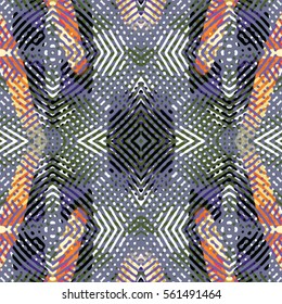 Seamless abstract color engraving pattern. Texture for certificate or diploma, currency and money design. Single-leaf woodcut, xylography, printmaking. Vector Illustration