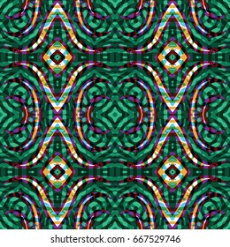 Seamless abstract color engraving pattern. Texture for certificate or diploma, currency and money design. Single-leaf woodcut, xylography, printmaking. Vector Illustration