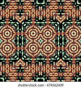 Seamless abstract color engraving pattern. Texture for certificate or diploma, currency and money design. Single-leaf woodcut, xylography, printmaking. Vector Illustration