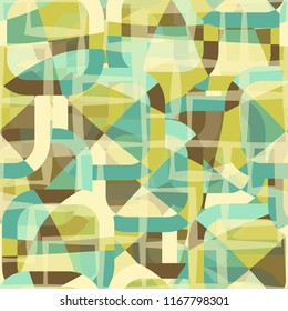 Seamless abstract color pattern consisting of divided rounded squares. The picture is covered with translucent lines intersecting at right angles.