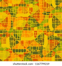 Seamless abstract color pattern consisting of divided rounded squares. The picture is covered with a network consisting of rectangles of different sizes.