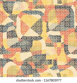 Seamless abstract color pattern consisting of divided rounded squares. The picture is covered with stars and squares.