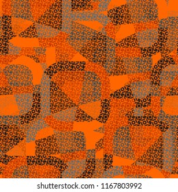 Seamless abstract color pattern consisting of divided rounded squares. The picture is covered with stars and squares.
