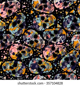 Seamless abstract color pattern with dashed lines. Vector illustration
