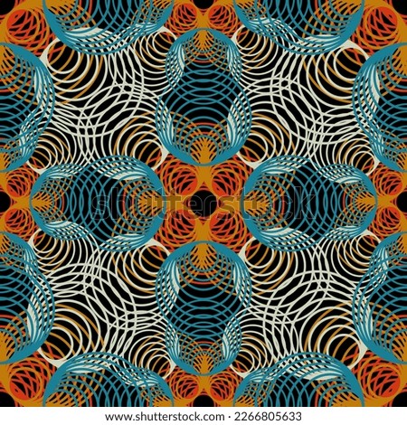 seamless abstract color pattern of eccentric rings for prints on walls, wallpapers, covers, interior design and decoration
