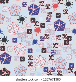 Seamless abstract color pattern. Spring paints.
Background consisting of brush strokes and stripes. Easy to edit.