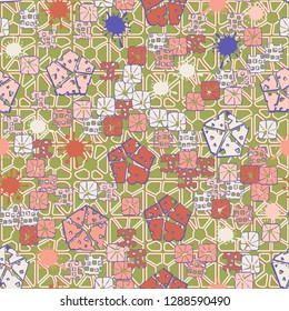 Seamless abstract color pattern. Spring paints.
The background consists of quadrilateral elements. Easy to edit.