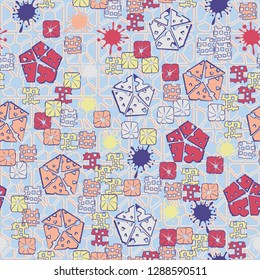 Seamless abstract color pattern. Spring paints.
The background consists of quadrilateral elements. Easy to edit.