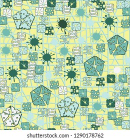 Seamless abstract color pattern. Spring paints.
The background consists of a grid. Easy to edit.