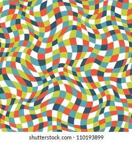 Seamless abstract color plaid texture in warm colors. Vector illustration