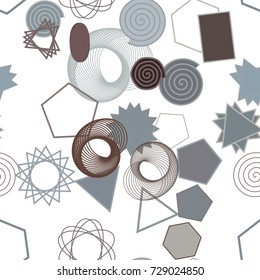 Seamless abstract colored geometric mixed pattern. Good for web page, wallpaper, graphic design, catalog, texture or background. Vector illustration graphic.