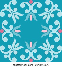 Seamless abstract, colored pattern on a blue background from elements in the Arabic, Asian style.