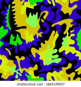 Seamless abstract colorful backdrop with chaotic wavy shapes