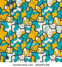 Seamless abstract colorful backdrop with hand drawn pattern