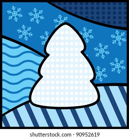 Seamless abstract colorful background with Christmas tree, vector illustration