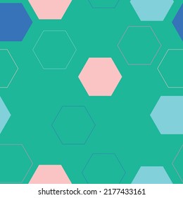 Seamless Abstract Colorful background with hexagons Repeating Pattern Tile Swatch Included.
