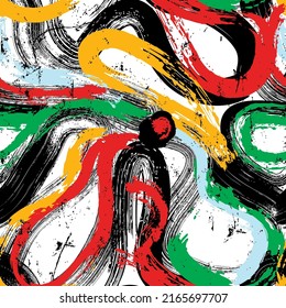 seamless abstract colorful background pattern, with waves, paint strokes and splashes 