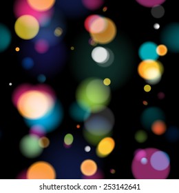 Seamless abstract colorful bokeh blurry background. Festive celebration template.