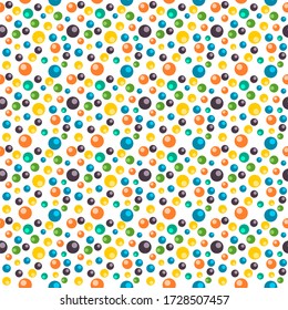 Seamless abstract colorful bubbles pattern on white background. Beautiful multicolor of circles geometric texture wallpaper.