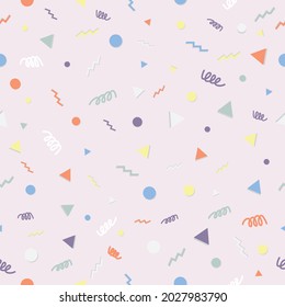 Seamless abstract colorful confetti pattern. Repeat fun and party backgound. Vector and illustration design.