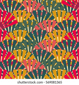 seamless abstract colorful fan pattern background