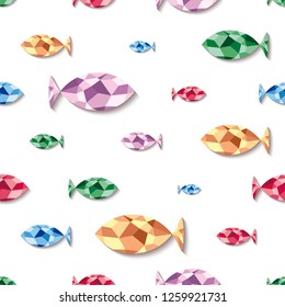 seamless abstract colorful fish vector pattern background