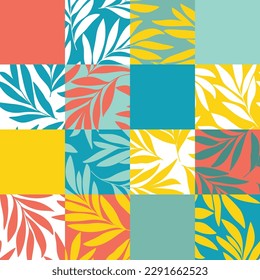 Fondo floral colorido y abstracto sin soldadura.Patrón colorido vector con hojas.