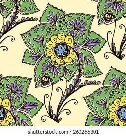 Seamless with abstract colorful floral pattern. Vector illustration