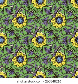 Seamless with abstract colorful floral pattern. Vector illustration