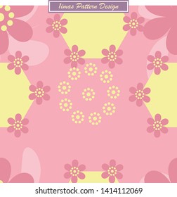Seamless abstract colorful flowers design on pink background. Pastel color and warm pattern. use for wallpaper, template, banner, cover, fabric
