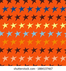 Patrón geométrico colorido abstracto y sin brillo con estrellas brillantes. Patrón de vector