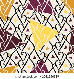 seamless abstract colorful glitter pattern background from curve line and triangle