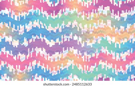 Seamless abstract colorful neon zigzag vector pattern with soft colors. Eye-catching design	