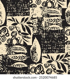 Seamless abstract colorful patchwork pattern from flowers on damask background. Vintage decorative elements. Floral Collage in retro colors. Freehand drawing. Vector illustration