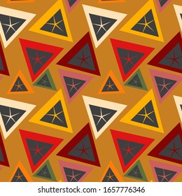 Seamless abstract colorful pattern with chaotic triangles.