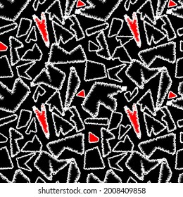Patrón colorido abstracto sin soldadura con elementos geométricos caóticos curvados