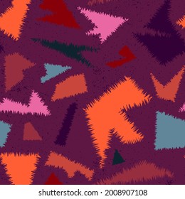 Patrón colorido abstracto sin soldadura con elementos geométricos caóticos curvados