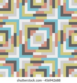 Seamless abstract colorful pattern for design. Vector geometric background of squares. Mosaic texture for textile, wallpaper, clown, carpeting, warp, book cover