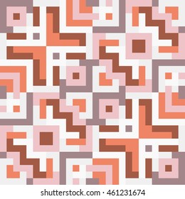 Seamless abstract colorful pattern for design. Vector geometric background in red and white colors. Mosaic texture for textile, wallpaper, clown, carpeting, warp, book cover