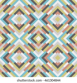 Seamless abstract colorful pattern for design. Vector geometric background of triangles in blue, white and brown colors. 