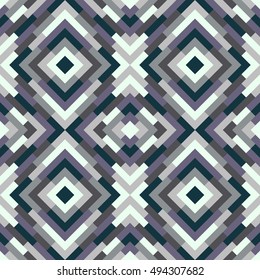 Seamless abstract colorful pattern for design. Vector geometric background of rhombs in blue, white and grey colors. Mosaic texture for textile, wallpaper, clown, carpeting, warp, book cover