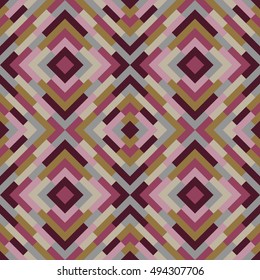 Seamless abstract colorful pattern for design. Vector geometric background of rhombs in grey and red colors. Mosaic texture for textile, wallpaper, clown, carpeting, warp, book cover