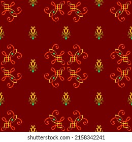  Seamless, abstract, colorful pattern of elements in Arabic, Asian style.