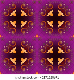 Seamless, abstract, colorful pattern of elements in Arabic, Asian, Latin   style.