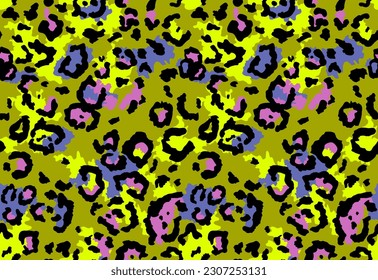 Seamless abstract colorful pattern. Fashionable wild leopard print background. Modern panther animal fabric textile print design. Stylish vector color illustration