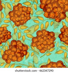 Seamless Abstract Colorful Pattern With Leaves