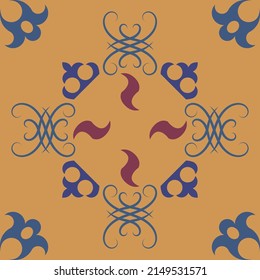  Seamless abstract, colorful pattern on a bright background from elements in Arabic, Asian style.