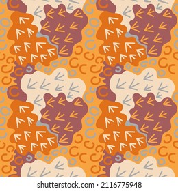 Seamless abstract colorful pattern with wave spots, line circles